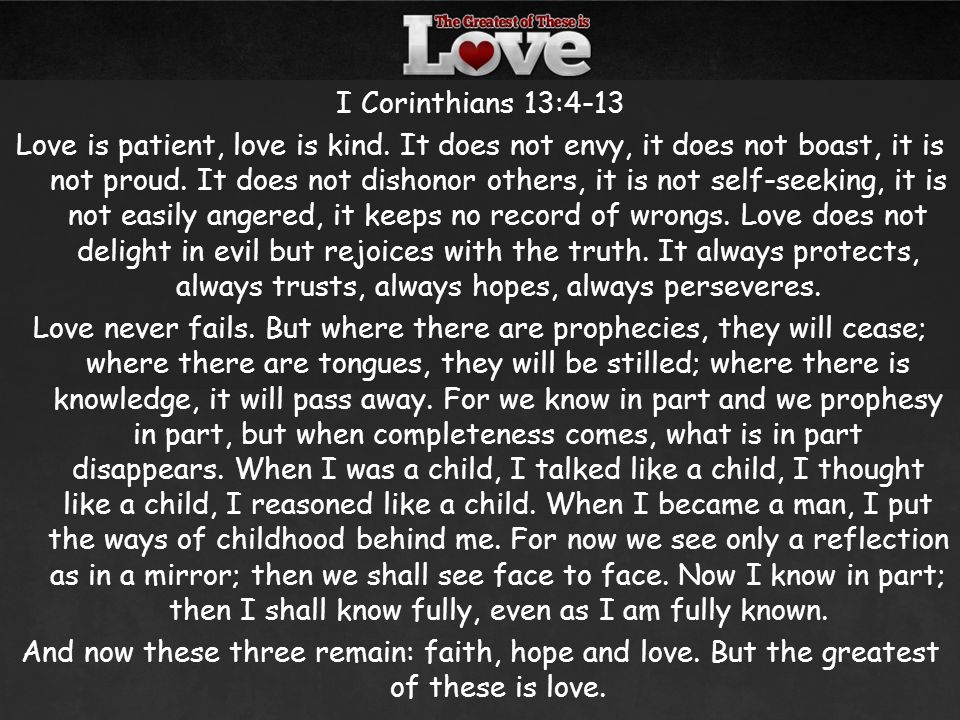 The Qualities of Love – 1 Corinthians 13:4-13 – Millersburg